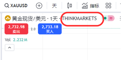 TradingView页面显示ThinkMarkets名称